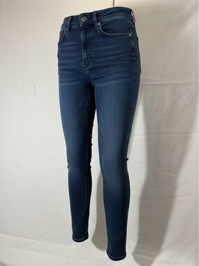Express Women's 4L Skinny Ankle hi-rise Jeans in Dark Blue Denim